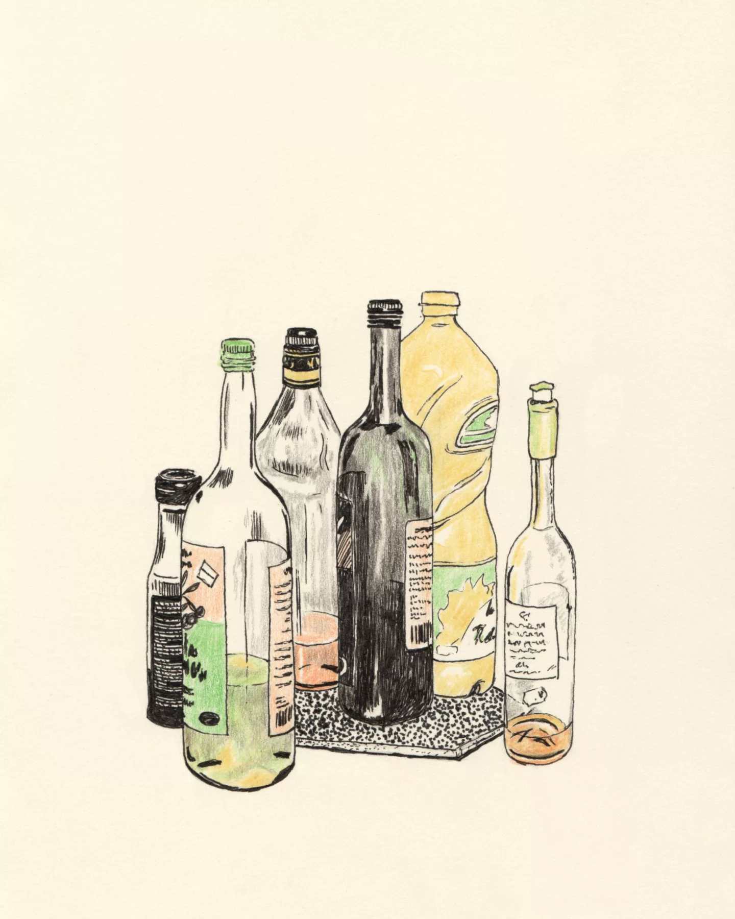 bottles drawing